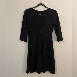 Patagonia Margot Black Dress 3/4 Sleeve Organic Cotton Spandex Womens Medium